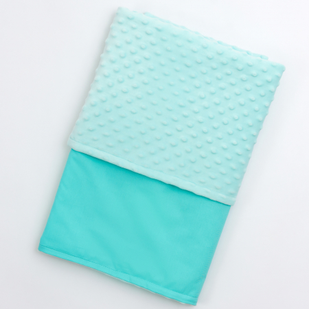 Textile pentru patut bebe - Patura bebelus bumbac/minky - turcoaz