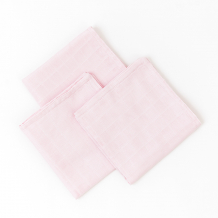 Paturici si Museline - Set 3 museline bebelus - 100% organic - roz