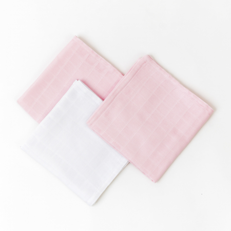 Paturici si Museline - Set 3 museline bebelus - 100% organic - roz/alb