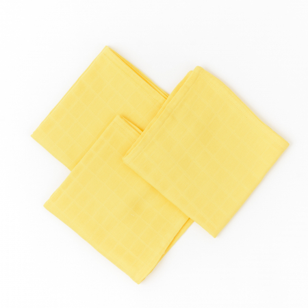 Paturici si Museline - Set 3 museline bebelus - 100% organic - galben