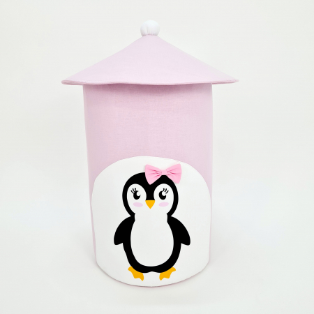 Set cos jucarii si perna animata - Pinguin roz [3]