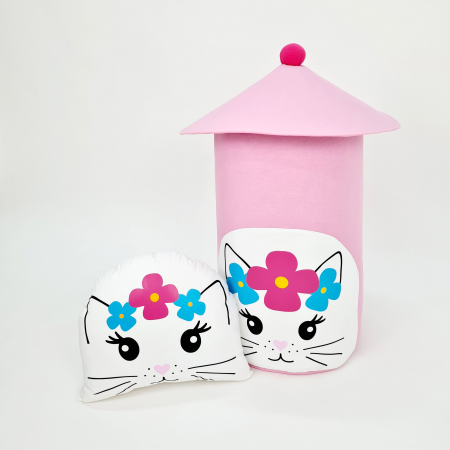 Cosuri jucarii - Set cos jucarii si perna animata - Pisica