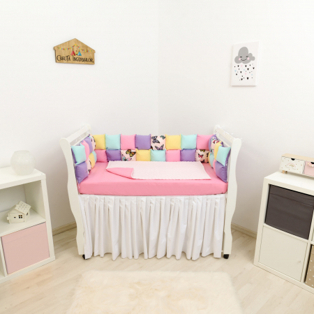 Protectii patut patchwork - Set patut patchwork fluturi multicolori