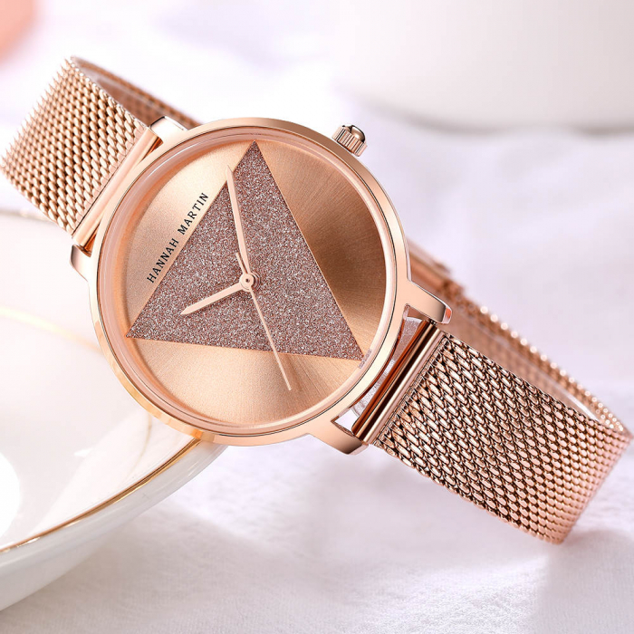Ceas de dama Hannah Martin Miyota 2035 Casual Fashion Quartz Auriu [3]
