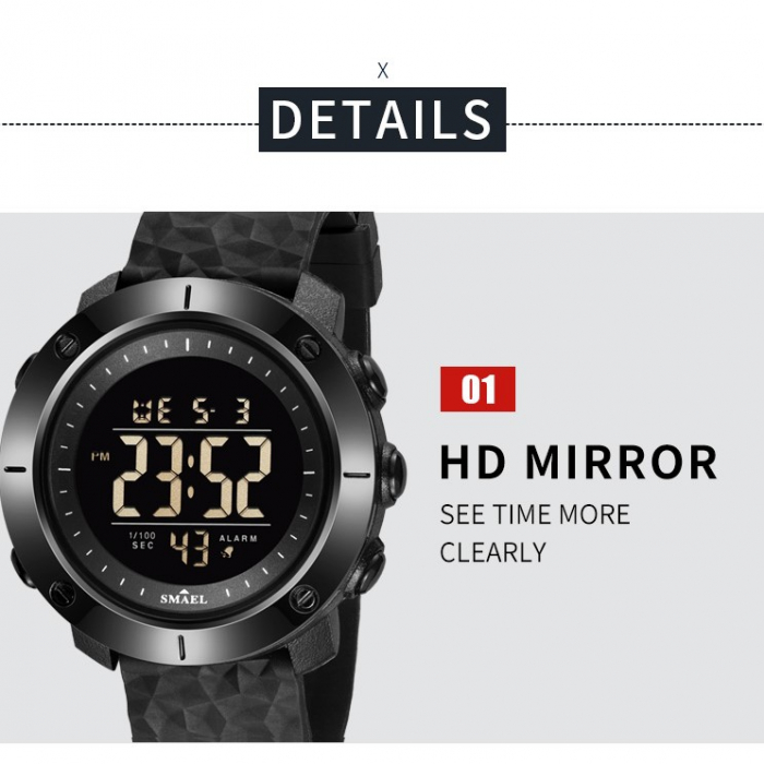 Ceas barbatesc Smael Casual Sport Afisaj Digital Rezistenta la apa 5 ATM [5]