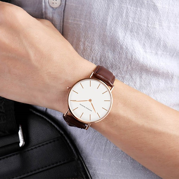 Ceas barbatesc Hannah Martin Clasic Elegant Quartz Curea din piele naturala [2]