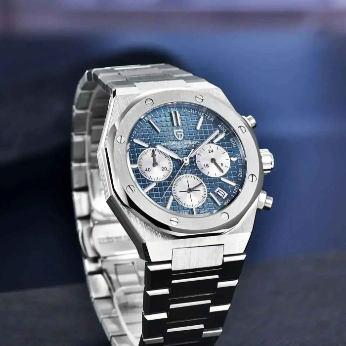 Ceas cronograf bărbați PAGANI DESIGN PD-1707, 40 mm, mecanism Seiko VK63, safir, brățară oțel inoxidabil, stil luxury sport [7]