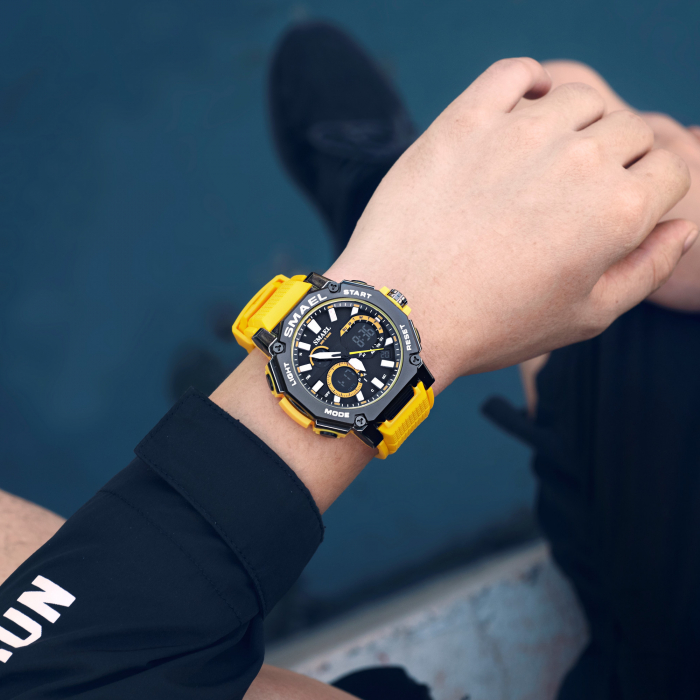 Ceas barbatesc Smael Sport Afisaj Digital Rezistent la apa si socuri Portocaliu [3]