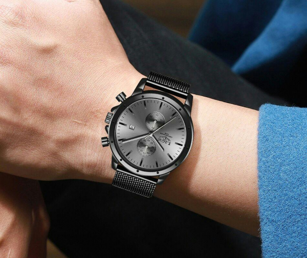 Ceas Barbatesc Cronograf Elegant Analog Quartz Otel inoxidabil [4]