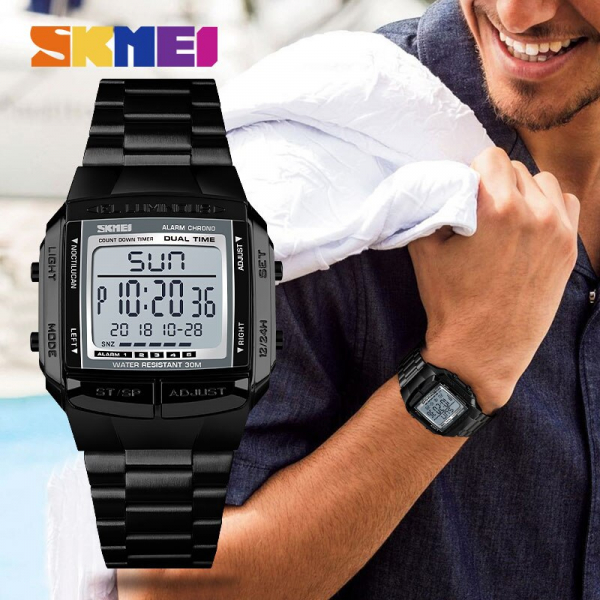 Ceas barbatesc Casual Cronograf Digital LED Alarma Otel inoxidabil [3]