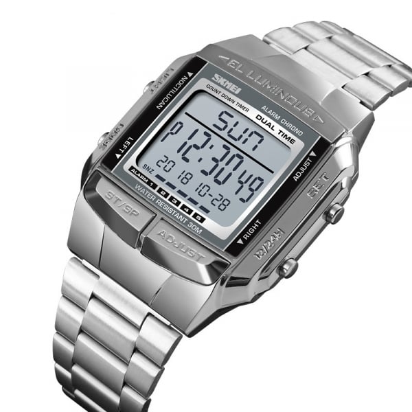 Ceas barbatesc Casual Cronograf Digital LED Alarma Otel inoxidabil [2]