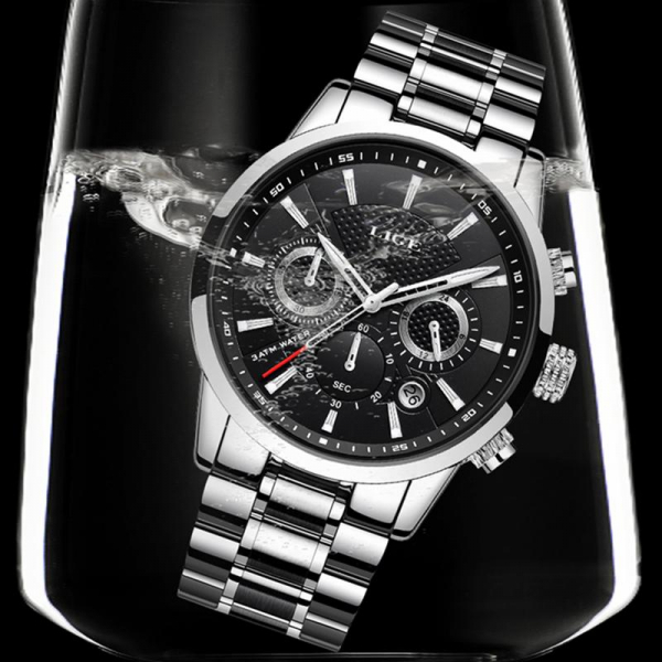 Ceas barbatesc Cronograf Quartz Otel inoxidabil Business Elegant [5]