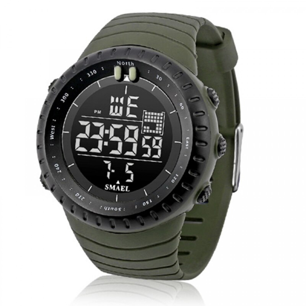 Ceas barbati Smael 1237, Sport, Digital, Rezistent la socuri, Army Green [2]