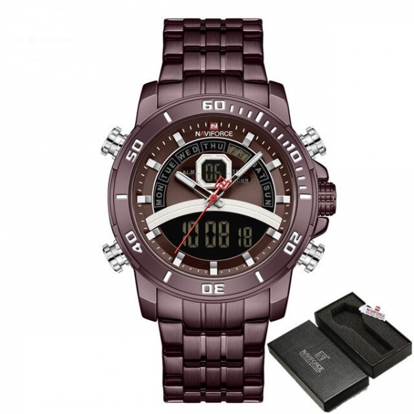 Ceas de mana barbatesc Casual Naviforce Dual Time Cronograf Quartz Otel inoxidabil [3]
