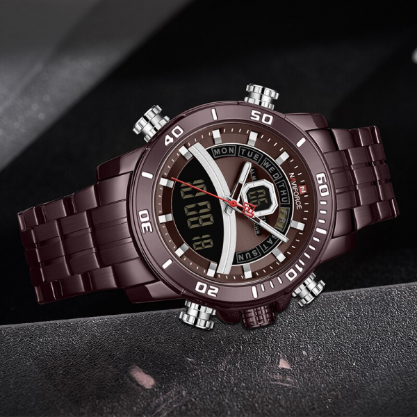 Ceas de mana barbatesc Casual Naviforce Dual Time Cronograf Quartz Otel inoxidabil [5]