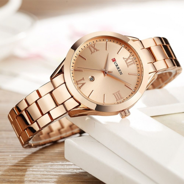 Ceas femei Curren Top Brand Luxury Casual Fashion Quartz Otel inoxidabil [3]