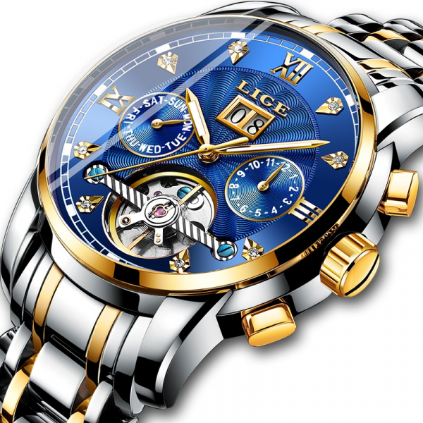 Lige Ceas barbatesc Mecanic Automatic Clasic Tourbillon Otel inoxidabil [2]