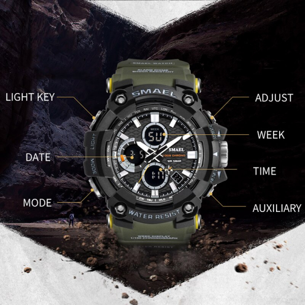 Smael Ceas barbatesc Army Cronograf Dual Time Militar Rezistent la socuri si apa [3]