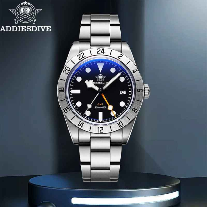 Ceas ADDIESDIVE AD2035 GMT, mecanism Ronda, 39mm, oțel inoxidabil 316L, 200M rezistent la apă [3]