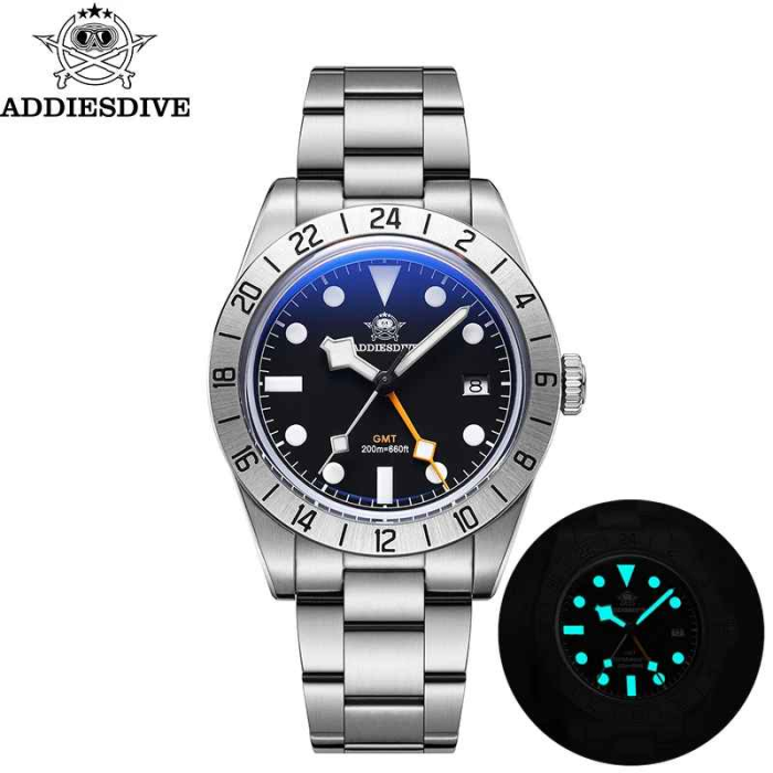 Ceas ADDIESDIVE AD2035 GMT, mecanism Ronda, 39mm, oțel inoxidabil 316L, 200M rezistent la apă [2]