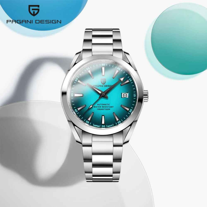 Ceas automat bărbătesc PD-1688, cadran verde degradé, mecanism Japan 8215, 40mm, sticlă safir, oțel inoxidabil [2]