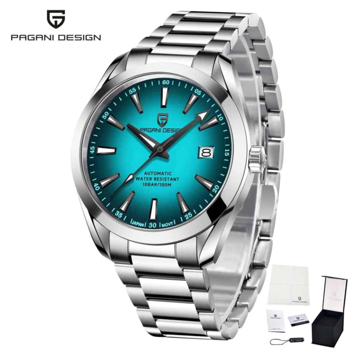 Ceas automat bărbătesc PD-1688, cadran verde degradé, mecanism Japan 8215, 40mm, sticlă safir, oțel inoxidabil [3]
