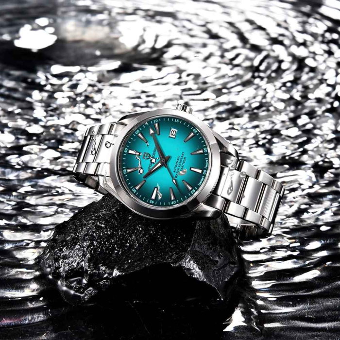 Ceas automat bărbătesc PD-1688, cadran verde degradé, mecanism Japan 8215, 40mm, sticlă safir, oțel inoxidabil [7]