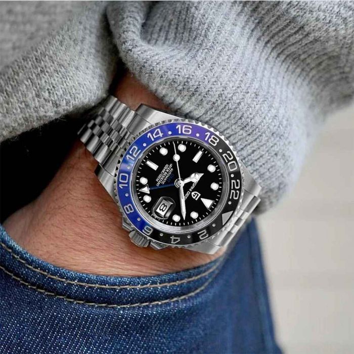 Ceas automat Pagani Design PD-1662 bărbați, GMT, mecanism Pearl DG5833GMT, carcasă 40mm, oțel inoxidabil, rezistent la apă 100m [7]