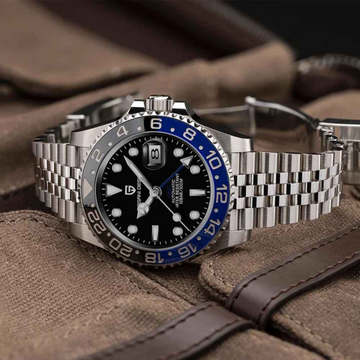 Ceas automat Pagani Design PD-1662 bărbați, GMT, mecanism Pearl DG5833GMT, carcasă 40mm, oțel inoxidabil, rezistent la apă 100m [6]