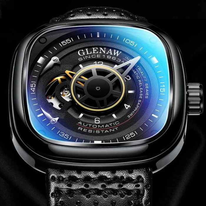 Ceas Automatic Barbatesc Elegant 44mm, Self-Wind, Curea Piele, Waterproof 30M, Sticla Hardlex, Design Modern [5]