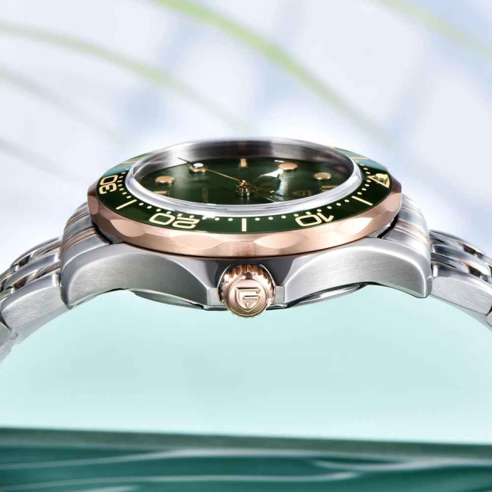 Ceas Automatic Bărbați Pagani Design PD-1667 Verde, 42mm, Miyota 8215, Sticlă Safir, Oțel Inoxidabil Argintiu & Rose Gold, Diver [5]