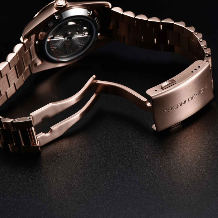 Ceas Automatic Bărbați Pagani Design PD-1752 Verde & Auriu, 36mm, Seagull ST16, Day-Date, Sticlă Safir, Oțel Inoxidabil [5]