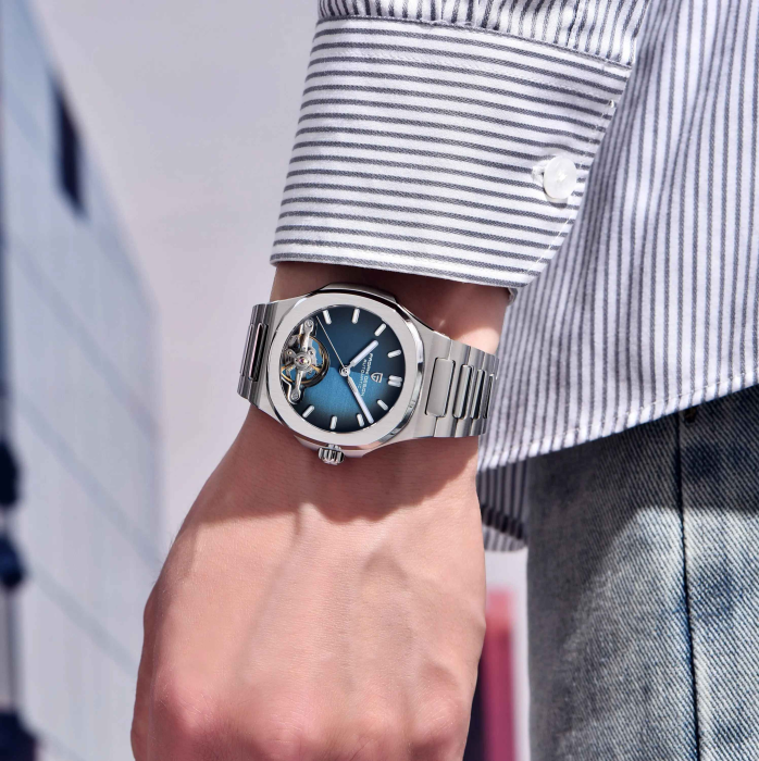Ceas Automatic Bărbați Pagani Design PD-YS025 Argintiu-Albastru, 42mm, Open Heart, Sticlă Safir, Brățară Oțel Inoxidabil Premium [6]