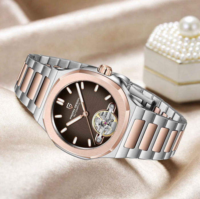 Ceas Automatic Bărbați Pagani Design PD-YS025 Argintiu & Rose Gold, 42mm, Open Heart, Sticlă Safir, Oțel Inoxidabil Elegant [5]