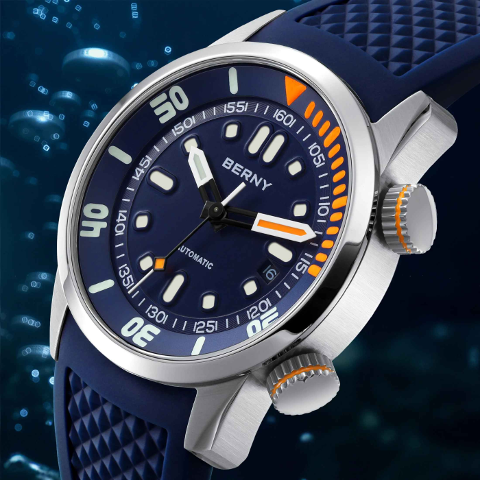 Ceas Automatic BERNY AM339M Diver Albastru, Miyota 8215, Safir, 200M, 42mm [2]