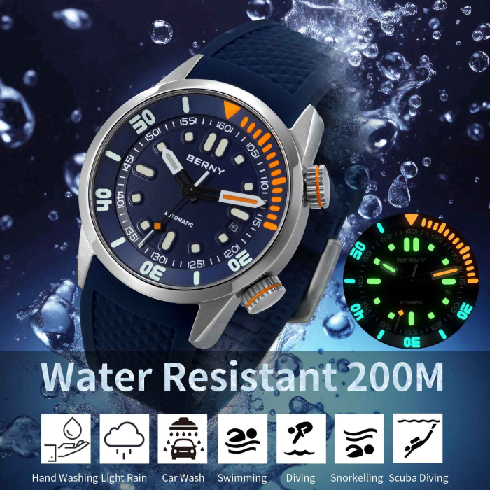 Ceas Automatic BERNY AM339M Diver Albastru, Miyota 8215, Safir, 200M, 42mm [3]