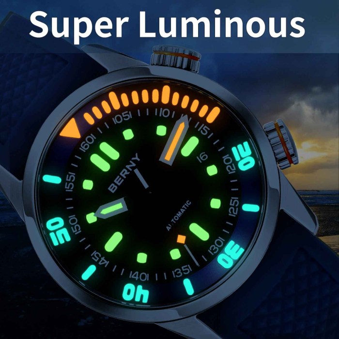 Ceas Automatic BERNY AM339M Diver Albastru, Miyota 8215, Safir, 200M, 42mm [4]