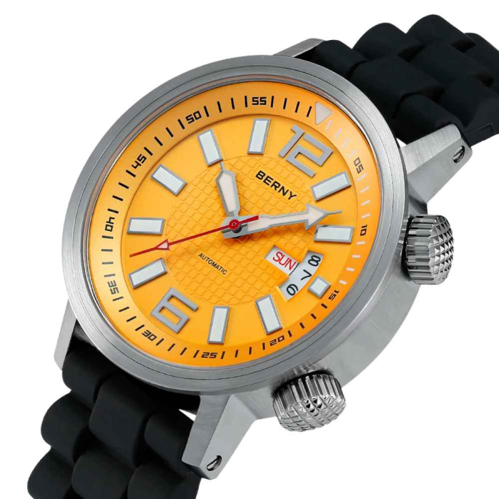 Ceas Automatic BERNY AM7081M-YE Galben, Miyota 8205, Safir, 200M, 42mm [2]