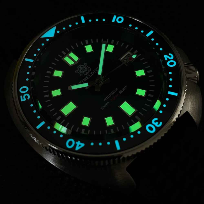 Ceas automatic de scufundări STEELDIVE SD1970, 44 mm, mecanism NH35, cristal safir, bezel ceramic verde, 20 ATM, sportdiving [7]
