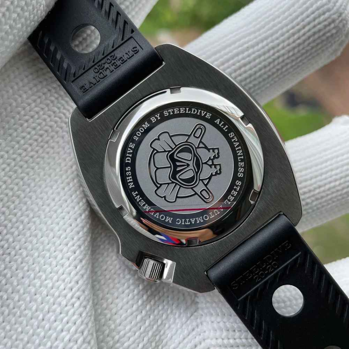 Ceas automatic de scufundări STEELDIVE SD1970, 44 mm, mecanism NH35, cristal safir, bezel ceramic verde, 20 ATM, sportdiving [5]
