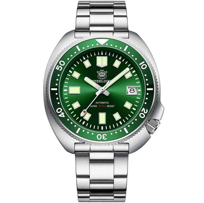 Ceas automatic de scufundări STEELDIVE SD1970, 44 mm, NH35, cristal safir, bezel ceramic verde, 20 ATM, stil Turtle 6105 [1]