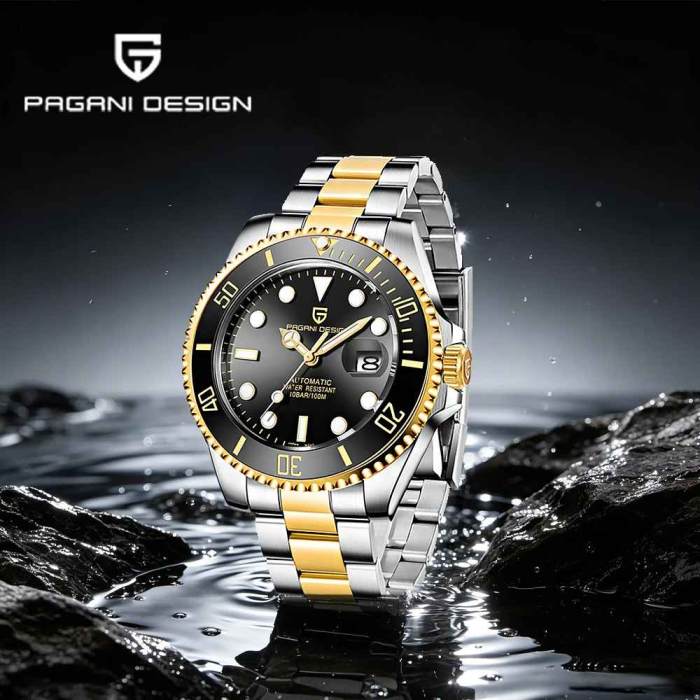Ceas Automatic PAGANI DESIGN PD-1639 Gold Black, Seiko NH35, Safir, 100M, 42mm [5]