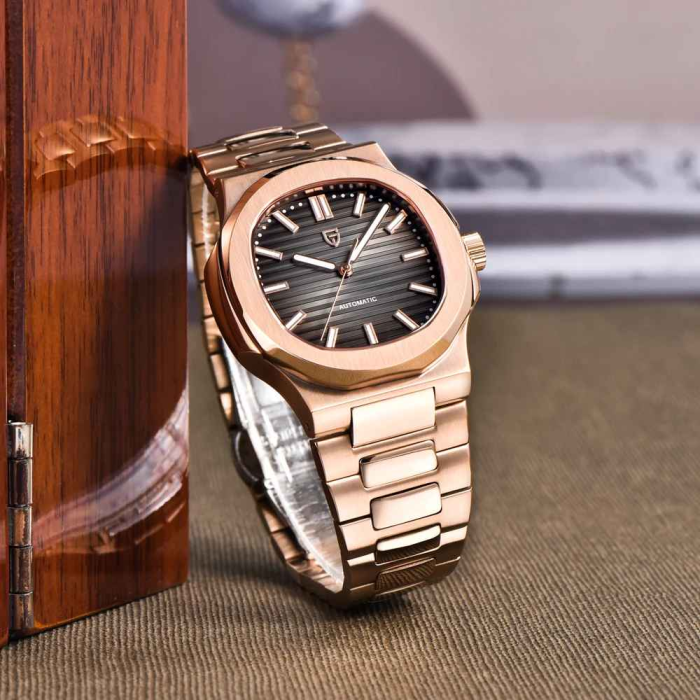Ceas Automatic PAGANI DESIGN PD-1728 Rose Gold Black, Seagull ST16, Safir AR, 100M, 40mm [3]