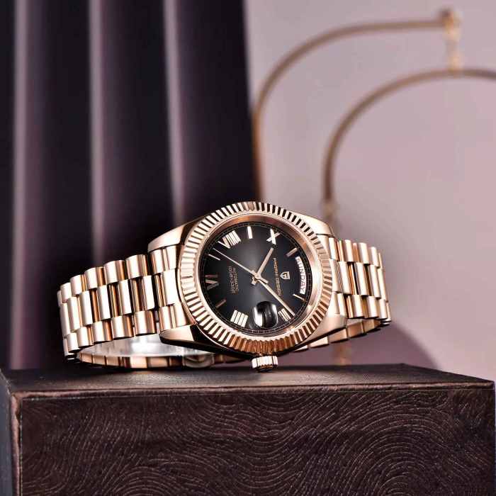 Ceas Automatic PAGANI DESIGN PD-1752 Full Rose Gold Black, Seagull ST16, Safir, 100M, 36mm [4]