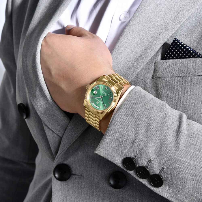 Ceas Automatic PAGANI DESIGN PD-1752 Gold Green Day-Date, Seagull ST16, Safir, 100M, 36mm [3]