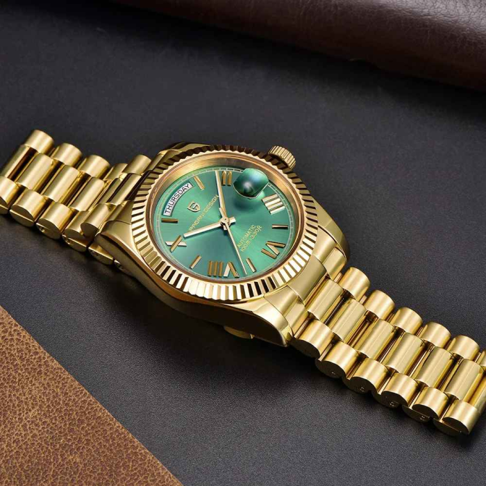 Ceas Automatic PAGANI DESIGN PD-1752 Gold Green Day-Date, Seagull ST16, Safir, 100M, 36mm [5]