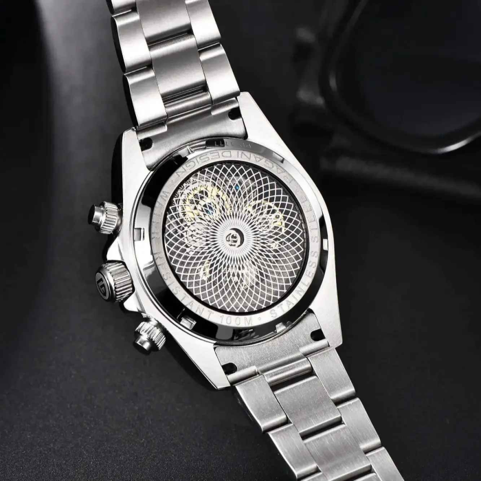 Ceas Automatic PAGANI DESIGN PD-1777 Silver Black Skeleton, HZ2196G, Safir, 100M, 40mm [6]