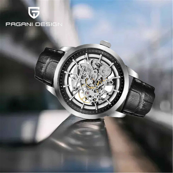 Ceas automatic skeleton bărbați PAGANI DESIGN PD-1638, 43 mm, mecanism G3265Z, curea piele naturală, design elegant modern [2]