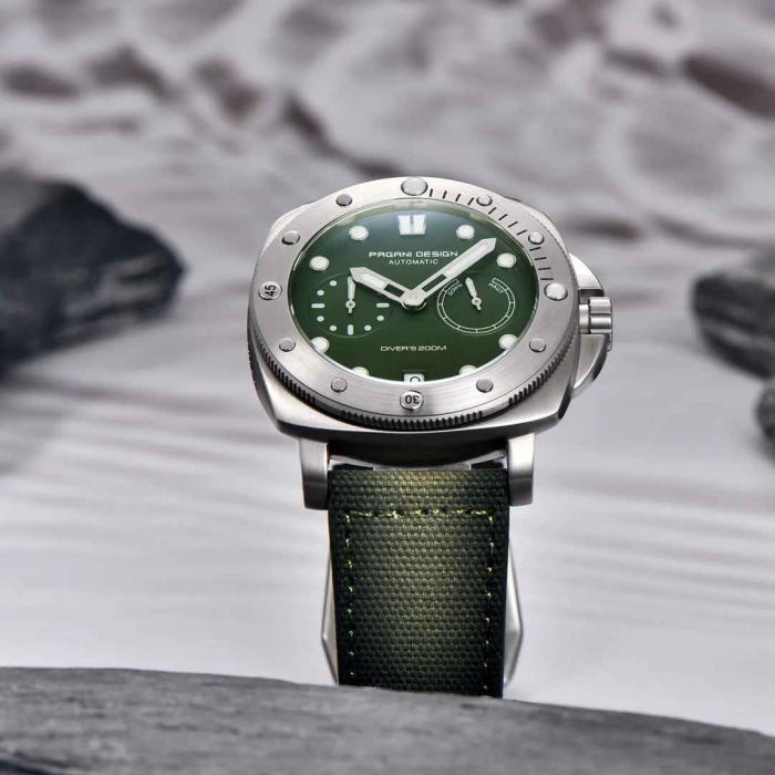 Ceas bărbătesc automat PAGANI DESIGN PD-1767, cadran verde, 41mm, safir sintetic, curea nylon verde [6]
