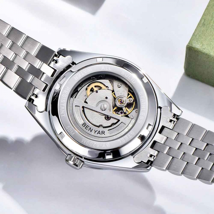 Ceas bărbătesc BENYAR BY-5209, mecanic automat, 40 mm, diver, rezistent la apă 5Bar, oțel inoxidabil [4]